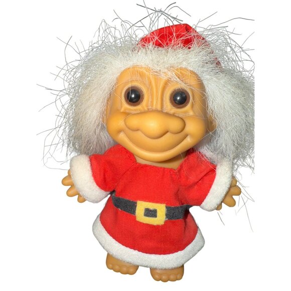 2 Vintage Troll Dolls 4 1/2" Russ Christmas Mr & Mrs Santa Claus - Picture 3 of 9